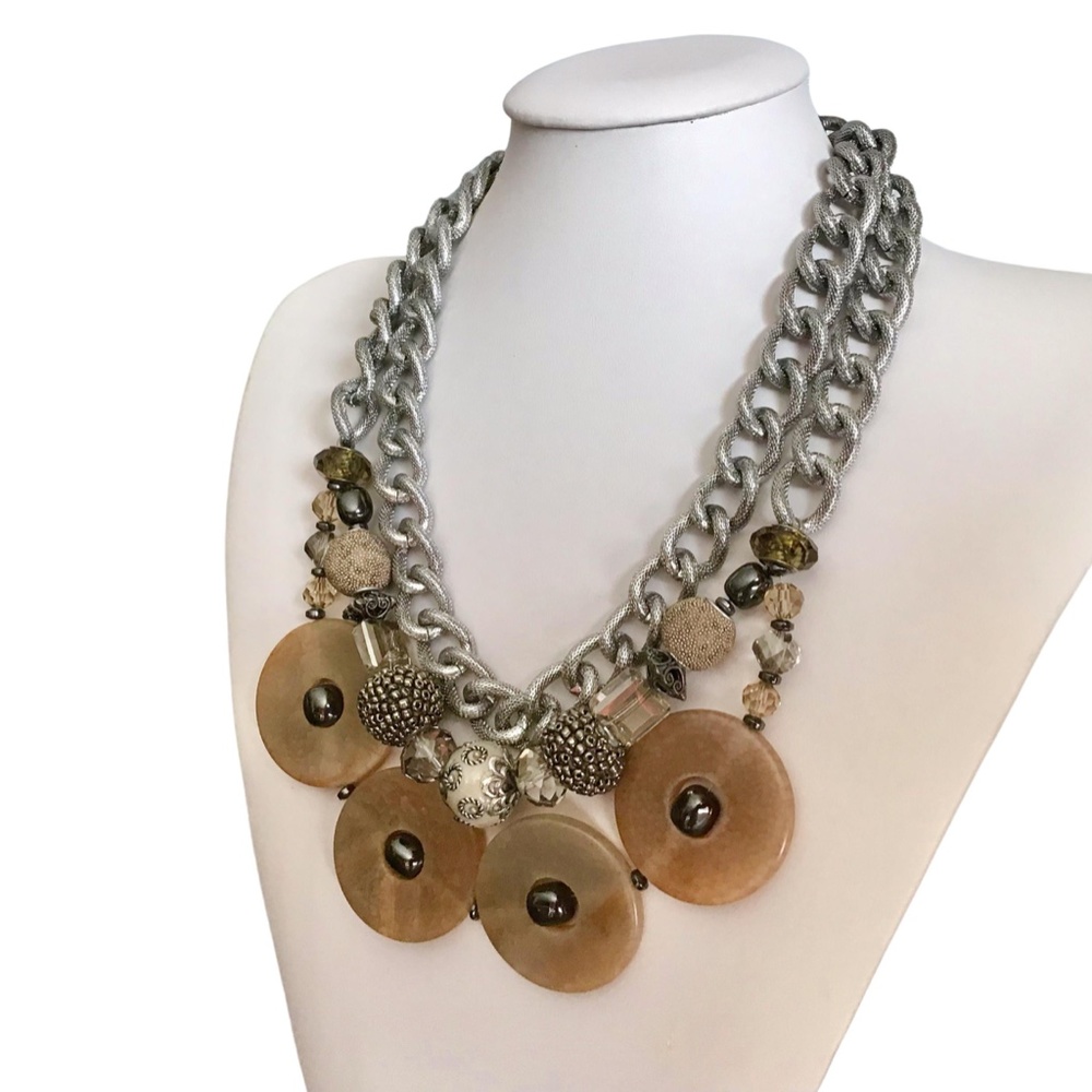 Agate Silver Chain Necklace